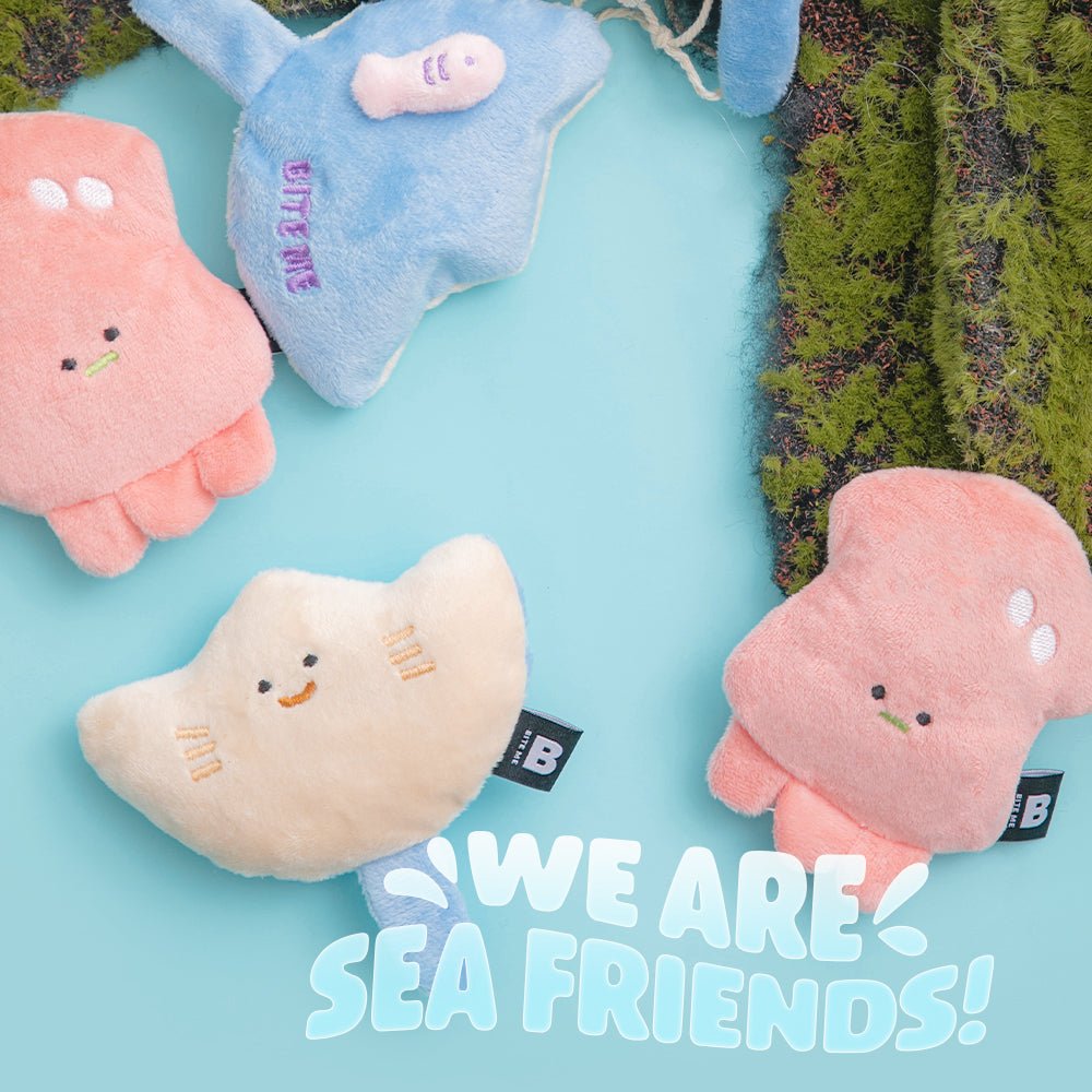 BITE ME (バイトミー) 海のお友だちおもちゃ エイ&イカ | 音が鳴るおもちゃ